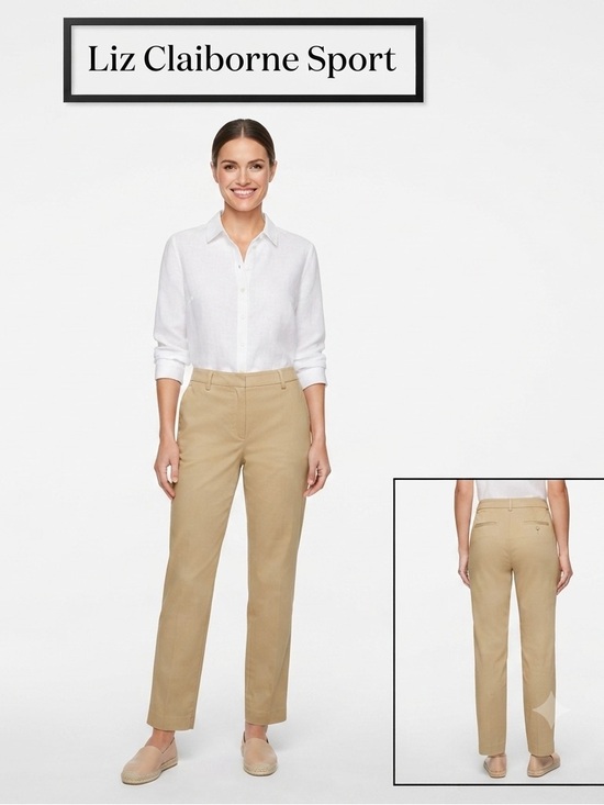 Liz Claiborne Pants - Liz Claiborne Sport Khaki Flat Front Lightweight Petite Pants 8P